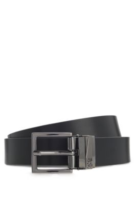 Cintur&oacute;n reversible de piel italiana con hebillas intercambiables, Negro