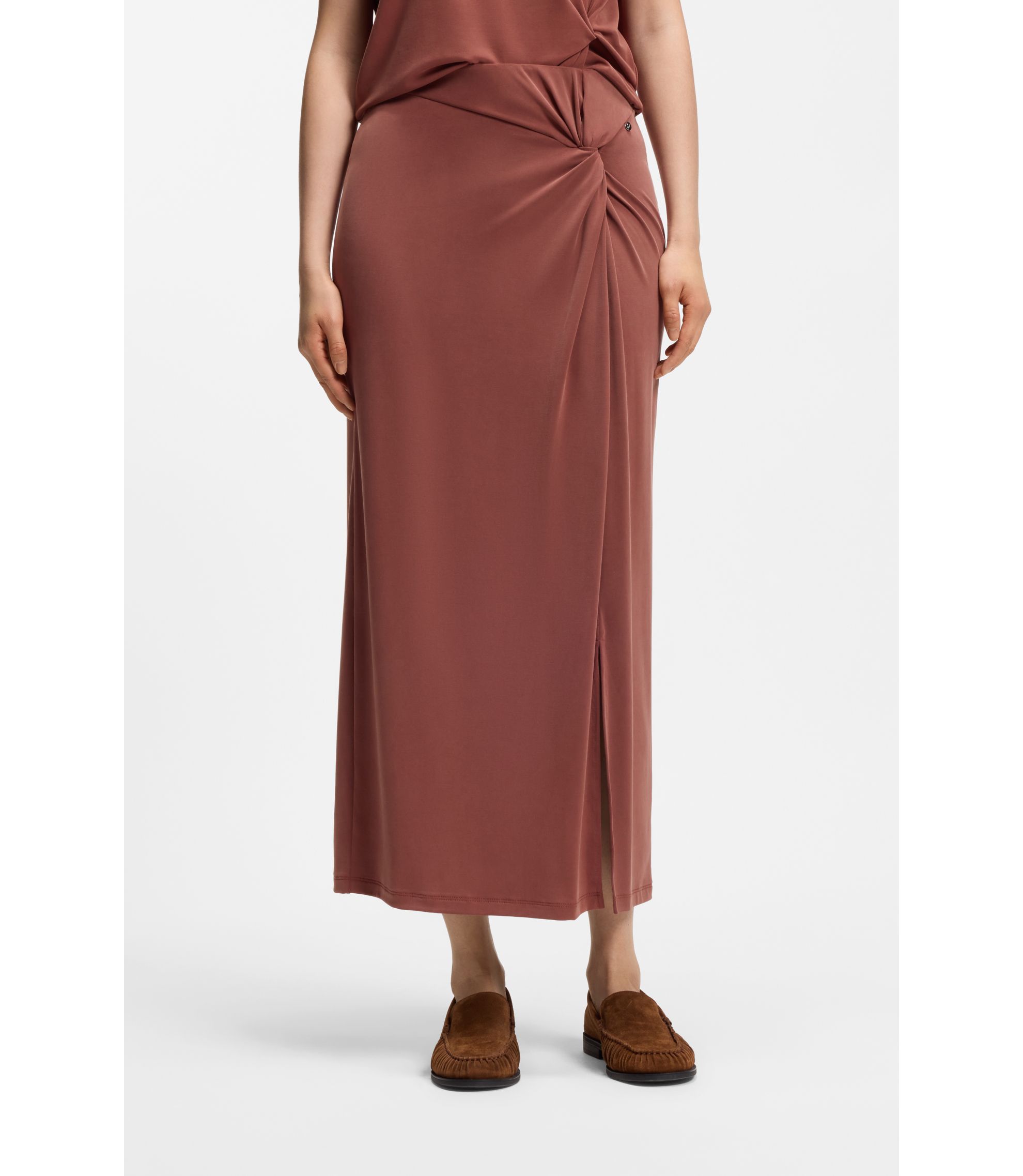 Jersey Maxi Skirt With Twist Detail by Hugo Boss