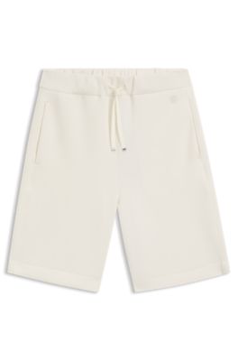 Shorts relaxed fit en punto el&aacute;stico, Blanco