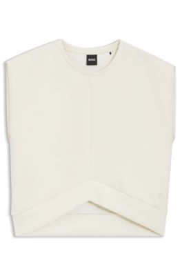 Loose-fit sweatshirt with V-cut hemline, White