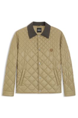 Water-repellent jacket with mixed quilting, Khaki