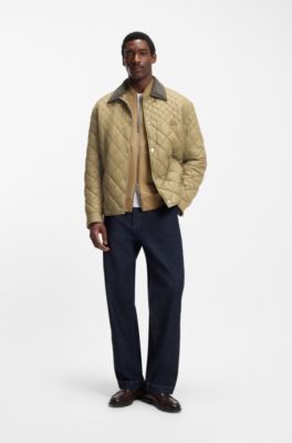 Water-repellent jacket with mixed quilting, Khaki