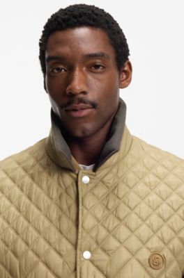 Water-repellent jacket with mixed quilting, Khaki