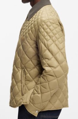 Water-repellent jacket with mixed quilting, Khaki