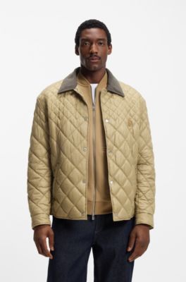 Water-repellent jacket with mixed quilting, Khaki