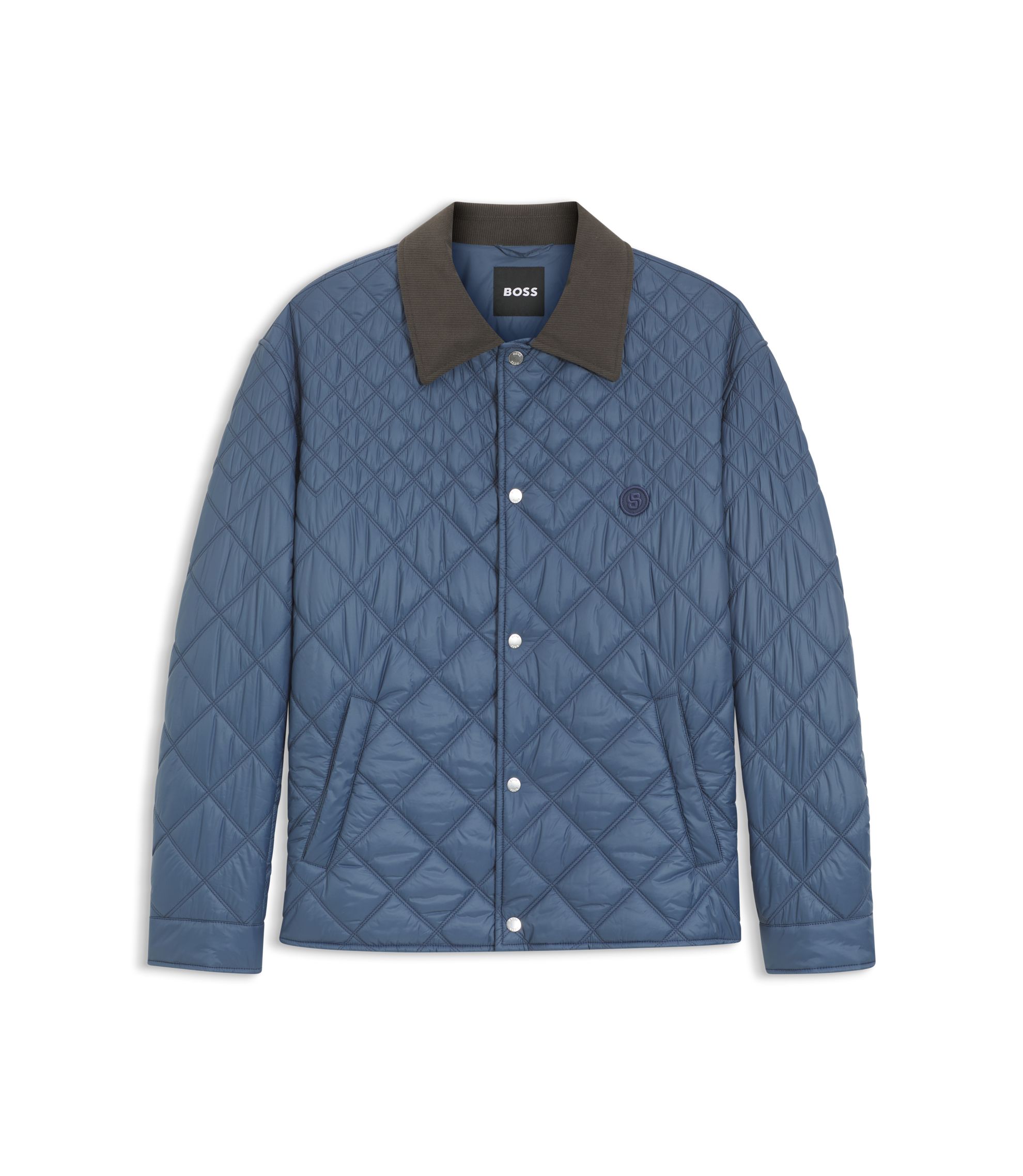 BOSS - Water-repellent jacket with mixed quilting - Light Blue