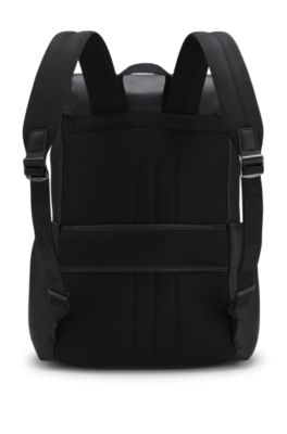 Italian-leather backpack with Double B monogram, Black