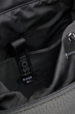 Mochila de piel italiana con monograma Double&nbsp;B, Negro