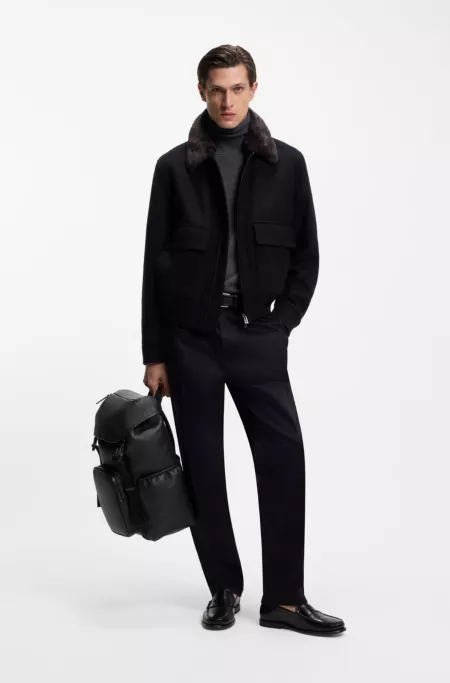 Italian-leather backpack with Double B monogram