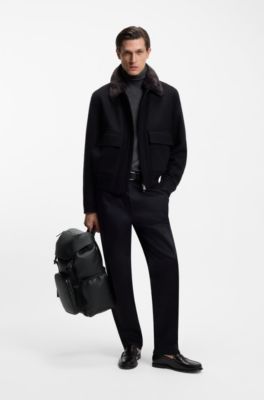 Sac &agrave; dos en cuir italien &agrave; monogramme Double&nbsp;B, Noir