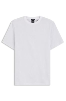 Jacquard-pattern T-shirt in cotton, White