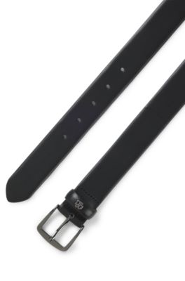 Cintur&oacute;n de piel italiana con monograma Double&nbsp;B, Negro