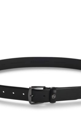 Ceinture en cuir italien &agrave; monogramme Double B, Noir