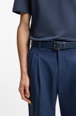 Ceinture en cuir italien &agrave; monogramme Double B, Bleu fonc&eacute;