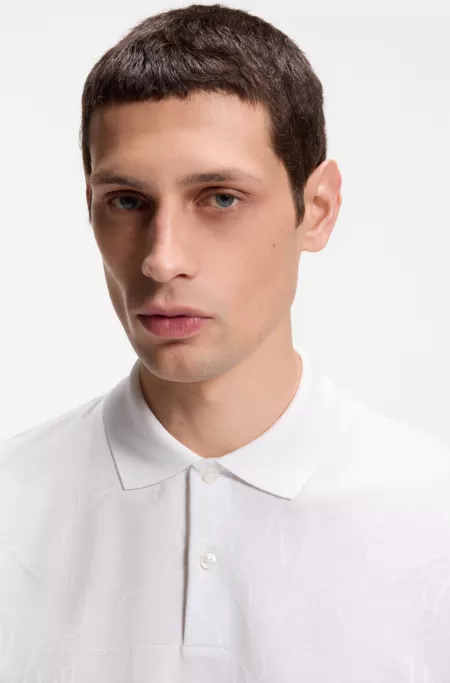 Jacquard-pattern polo shirt in cotton