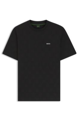 Cotton-blend T-shirt with tennis-ball jacquard, Black