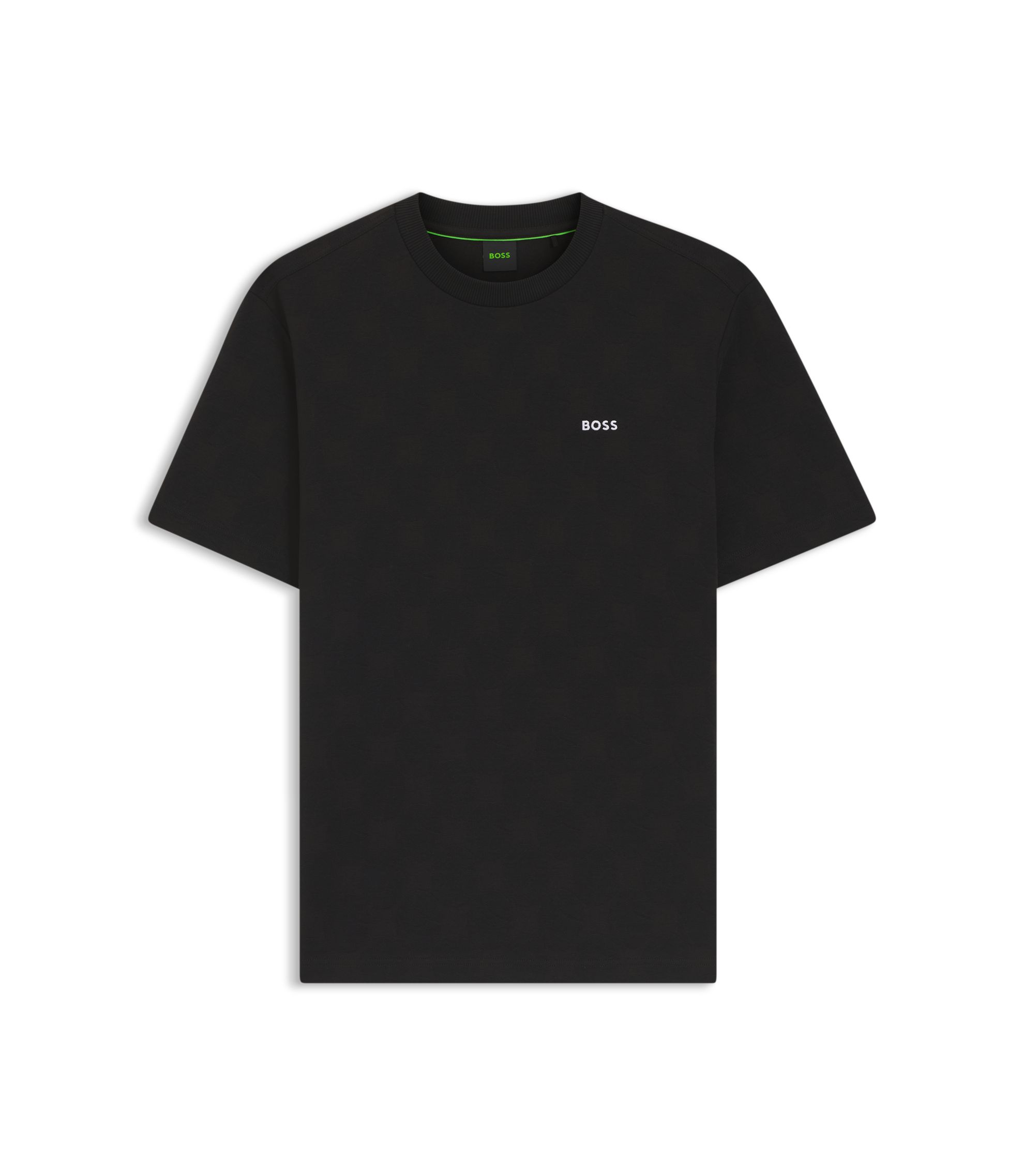 ドレミ　　　　　　　　　　　　　　　HUGO BOSS BOSS - Cotton-blend T-shirt with tennis-ball jacquard - Black