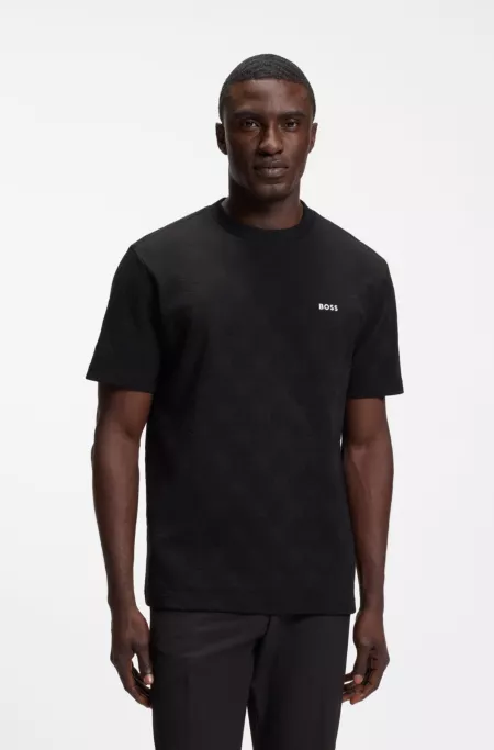 Cotton-blend T-shirt with tennis-ball jacquard