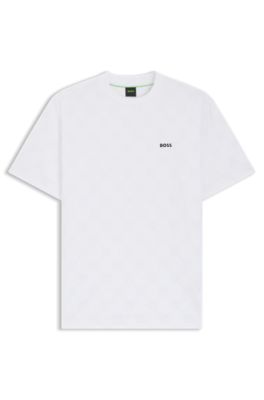 Cotton-blend T-shirt with tennis-ball jacquard, White