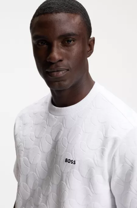 Cotton-blend T-shirt with tennis-ball jacquard