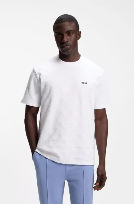 Cotton-blend T-shirt with tennis-ball jacquard