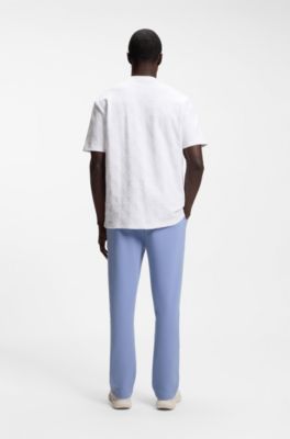 Cotton-blend T-shirt with tennis-ball jacquard, White