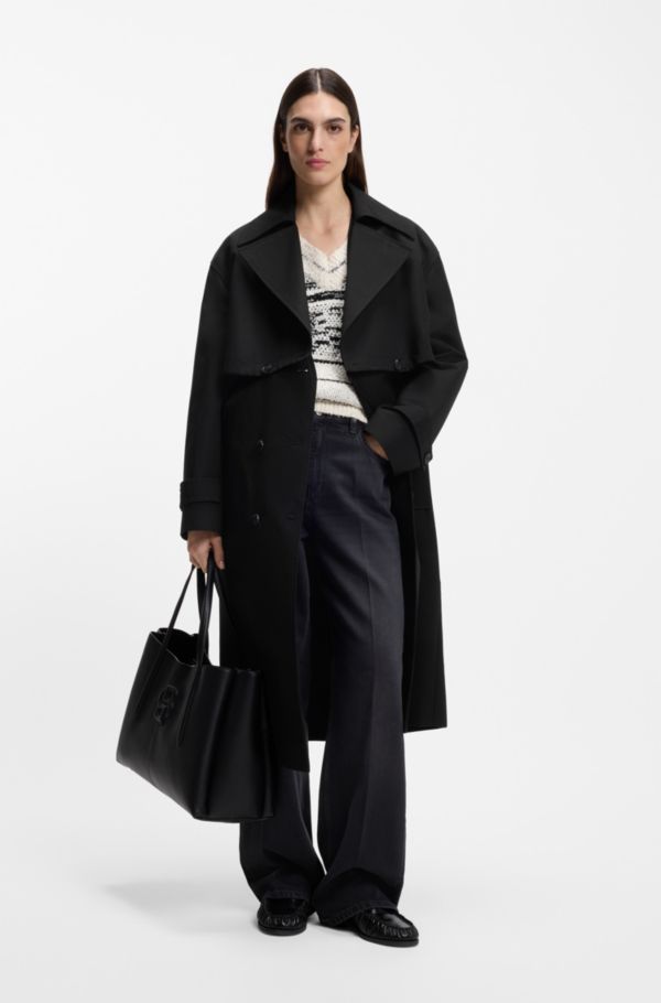 Belted trench coat in stretch cotton - image 2