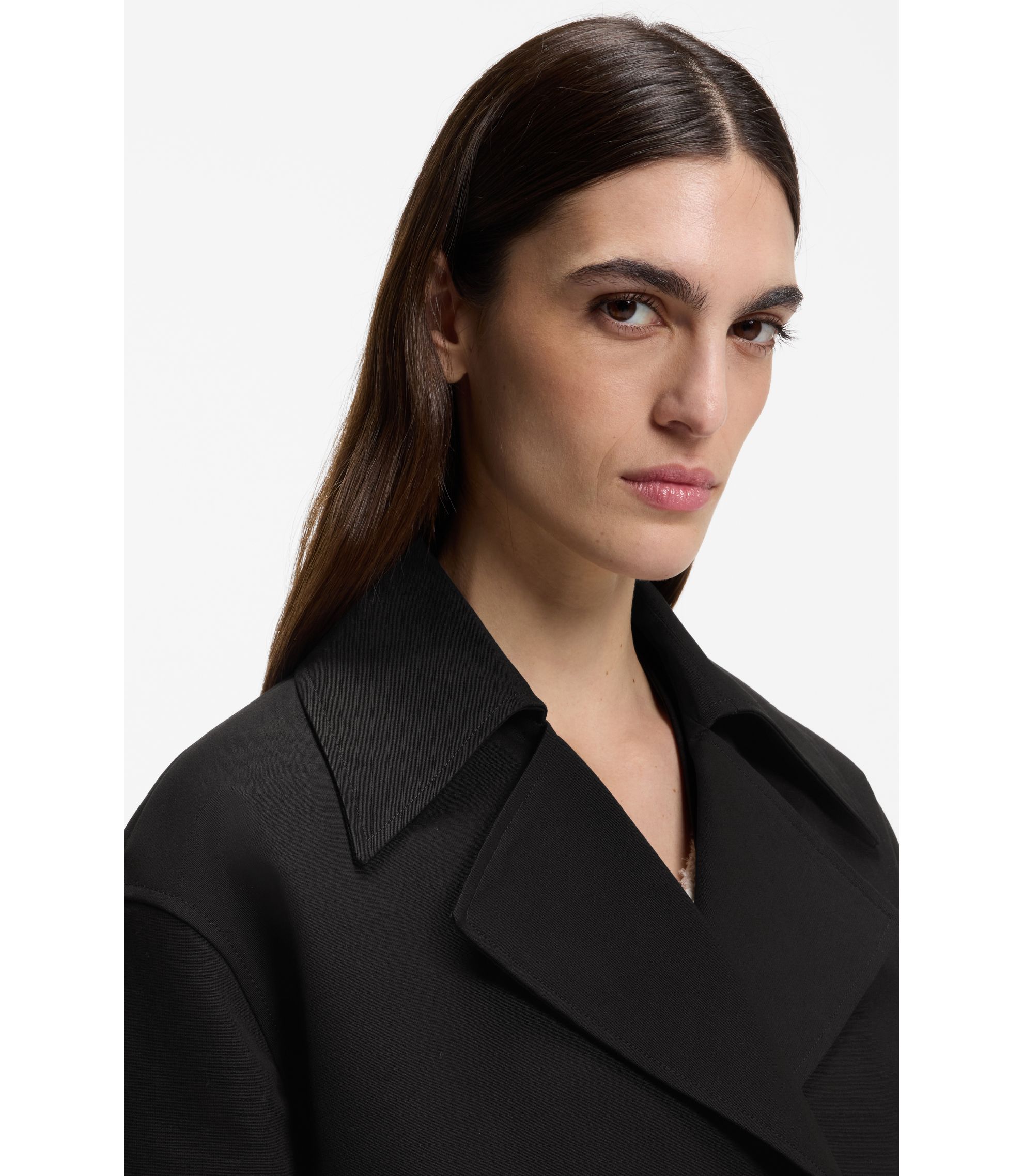 BOSS - Belted trench coat in stretch cotton - Black