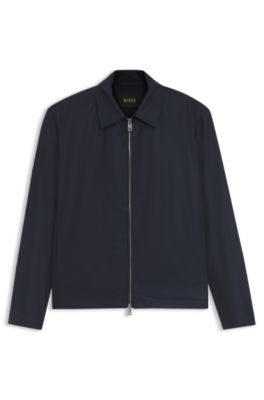 Chaqueta regular fit en tejido repelente al agua, Azul oscuro