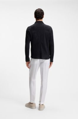 Metis suede shirt with nappalan inner, Dark Blue