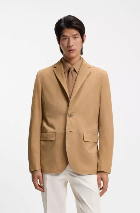 Suede blazer with AMF stitching