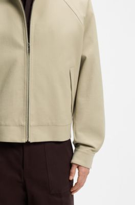 Cotton-stretch bomber jacket with zip, Light Beige