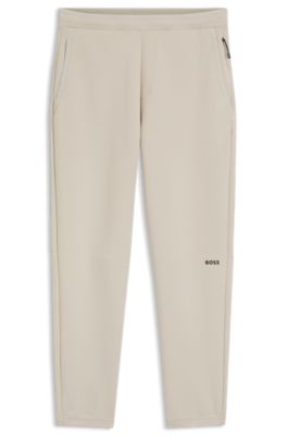 Reflective-graphic tracksuit bottoms in a cotton blend, Light Beige