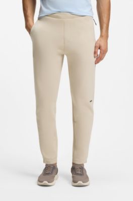 Reflective-graphic tracksuit bottoms in a cotton blend, Light Beige