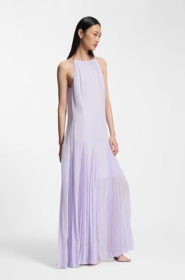 Vestido sin mangas con falda con detalles plisados, Luz p&uacute;rpura