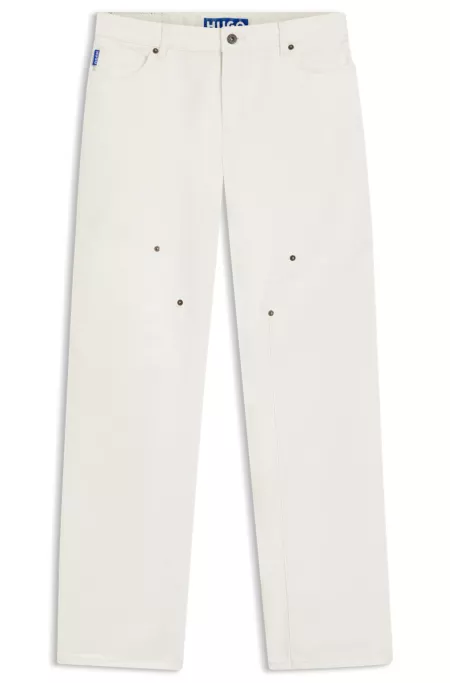 Ecru baggy-fit jeans in rigid denim