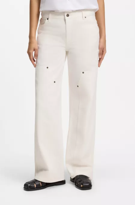 Ecru baggy-fit jeans in rigid denim