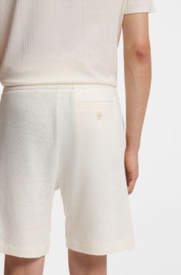 Shorts de algod&oacute;n y lino fabricados en Italia, Blanco