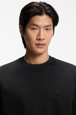 Mercerised-cotton T-shirt with Double B monogram, Black