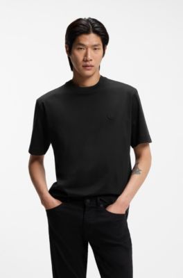 Mercerised-cotton T-shirt with Double B monogram, Black