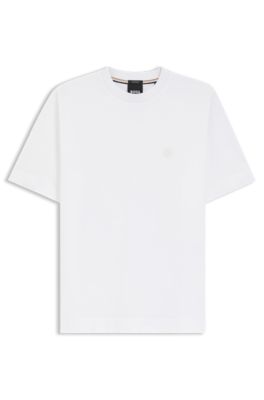 Mercerised-cotton T-shirt with Double B monogram, White