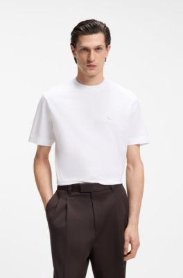 Mercerised-cotton T-shirt with Double B monogram, White