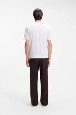 Mercerised-cotton T-shirt with Double B monogram, White
