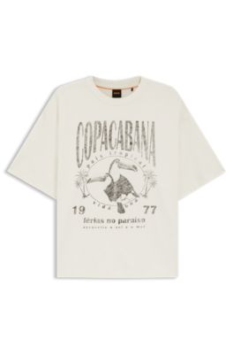 Camiseta de punto de algod&oacute;n con ilustraci&oacute;n estampada, Blanco