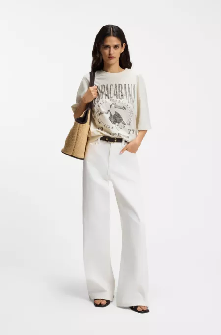 Cotton-jersey T-shirt with printed artwork