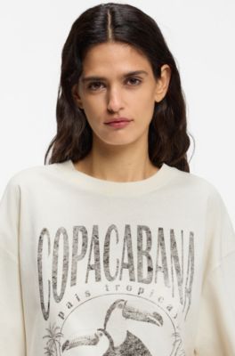 Camiseta de punto de algod&oacute;n con ilustraci&oacute;n estampada, Blanco