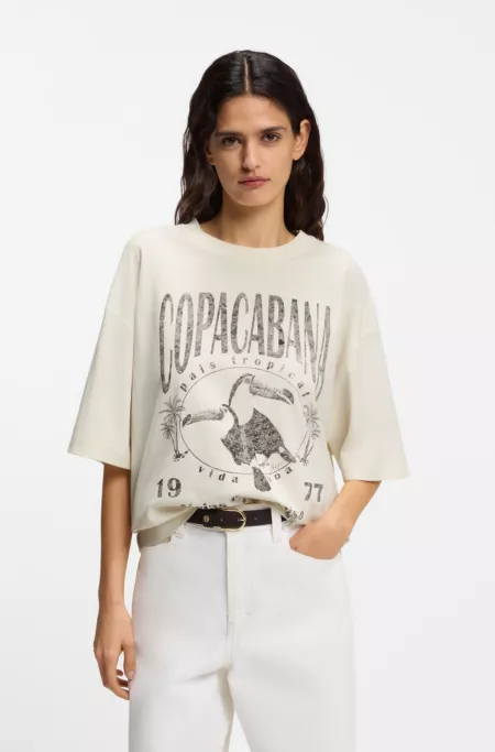 Cotton-jersey T-shirt with printed artwork