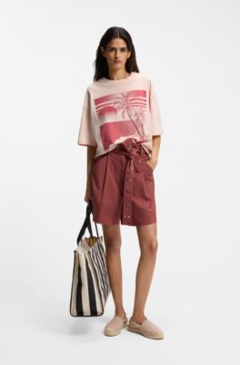 Cotton-jersey T-shirt with printed artwork, light pink