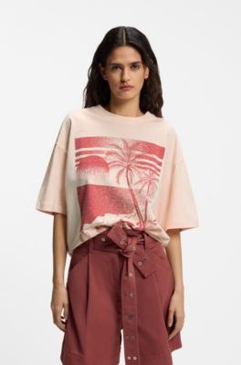 Cotton-jersey T-shirt with printed artwork, Pink