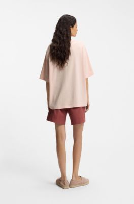Cotton-jersey T-shirt with printed artwork, Pink